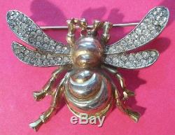 Vintage Trifari Rhinestone Bee Brooch 1942 Philippe Insect Bug Figural