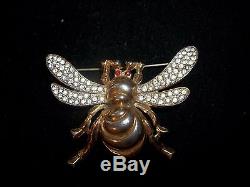 Vintage Trifari Rhinestone Bee Brooch 1942 Philippe Insect Bug Figural