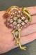 Vintage Trifari Signed Flamingo Brooch Pink Rhinestone Crystal Gold Tone READ