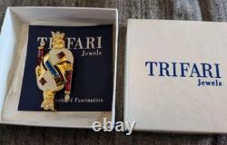 Vintage Trifari TM 1996 Signed Runway Designer Brooch King of Diamonds Jewelry