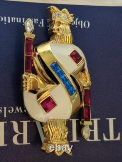 Vintage Trifari TM 1996 Signed Runway Designer Brooch King of Diamonds Jewelry