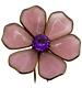 Vintage Trifari Unsigned Fur Clip Pink Gripoix Glass Purple Rhinestone Flower