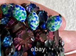 Vintage Unsigned Alice Caviness Brooch Pin Rhinestones & Speckled Cabochons