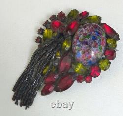 Vintage Unsigned Alice Caviness Rhinestone Multi Chain Brooch