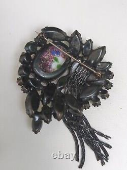 Vintage Unsigned Alice Caviness Rhinestone Multi Chain Brooch