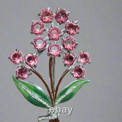 Vintage Unsigned Coro Pink Rhinestone Brooch