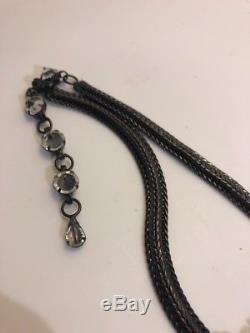 Vintage Unsigned Schreiner Lucite Rhinestone Brooch Pin Pendant Orig Chain