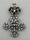 Vintage Unsigned Schreiner Rhinestone Crown Maltese Cross Brooch Pin