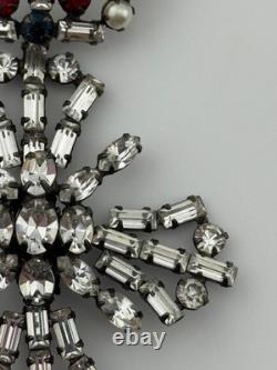 Vintage Unsigned Schreiner Rhinestone Crown Maltese Cross Brooch Pin