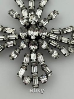 Vintage Unsigned Schreiner Rhinestone Crown Maltese Cross Brooch Pin