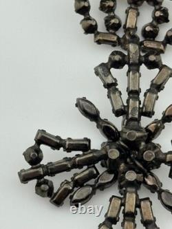 Vintage Unsigned Schreiner Rhinestone Crown Maltese Cross Brooch Pin