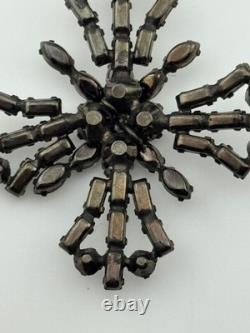 Vintage Unsigned Schreiner Rhinestone Crown Maltese Cross Brooch Pin
