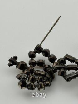 Vintage Unsigned Schreiner Rhinestone Crown Maltese Cross Brooch Pin