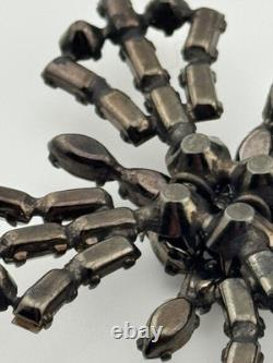 Vintage Unsigned Schreiner Rhinestone Crown Maltese Cross Brooch Pin