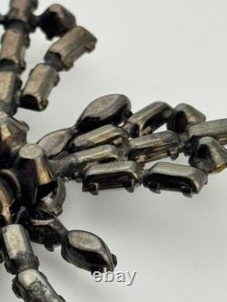 Vintage Unsigned Schreiner Rhinestone Crown Maltese Cross Brooch Pin