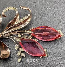 Vintage Unsigned Sterling Flower Floral Brooch Pin