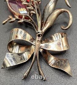 Vintage Unsigned Sterling Flower Floral Brooch Pin