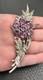 Vintage VTG Reja Faux Amethyst Rhinestone Flower Bouquet Brooch Silver