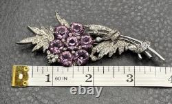 Vintage VTG Reja Faux Amethyst Rhinestone Flower Bouquet Brooch Silver Vintage VTG Reja Faux Amethyst Rhinestone Flower Bouquet Brooch Silver