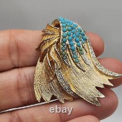 Vintage Vendome Brooch Blue Rhinestone Signed