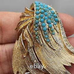 Vintage Vendome Brooch Blue Rhinestone Signed