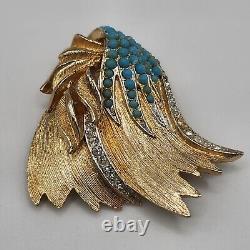 Vintage Vendome Brooch Blue Rhinestone Signed