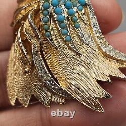 Vintage Vendome Brooch Blue Rhinestone Signed