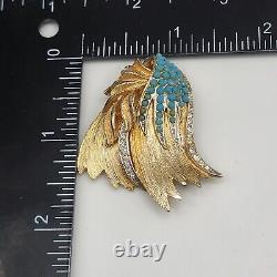 Vintage Vendome Brooch Blue Rhinestone Signed