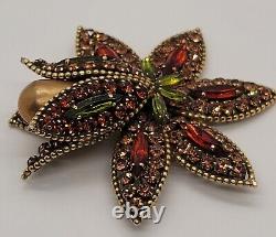 Vintage Vendome (Coro) Flower Sparkly Multishade Rhinestone Large Brooch/pin