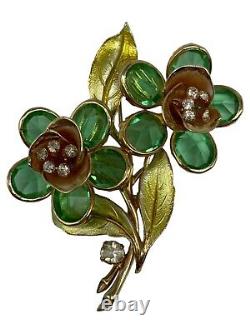 Vintage Vendome Green Inverted Rhinestone Flower Brooch