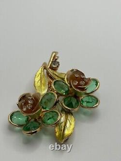 Vintage Vendome Green Inverted Rhinestone Flower Brooch