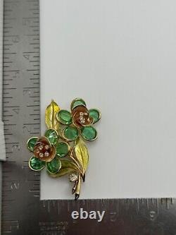 Vintage Vendome Green Inverted Rhinestone Flower Brooch