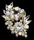 Vintage Verified D&E JULIANA Rhinestone Brooch Large Flower Spray Gold Tone