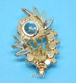 Vintage Verified D&E JULIANA Rhinestone Brooch Large Flower Spray Gold Tone