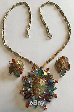 Vintage Verified Juliana D & E Easter Egg Rhinestone Necklace/brooch & Earrings
