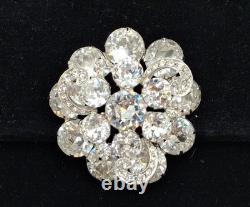 Vintage WEISS Clear Rhinestone Round Layered Brooch Pin