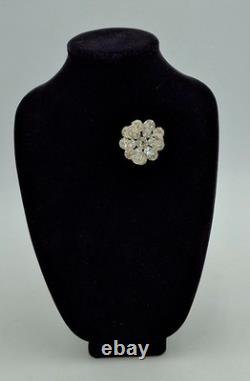 Vintage WEISS Clear Rhinestone Round Layered Brooch Pin
