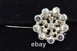 Vintage WEISS Clear Rhinestone Round Layered Brooch Pin