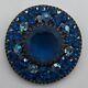 Vintage WEISS Signed 3 Shades of Blue Domed Round Rhinestone Brooch Pin 2