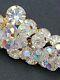 Vintage WOW Juliana Leaf Pin Brooch AB Cluster Beads Rhinestones Clear 3 1/4
