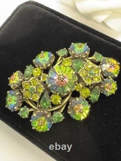 Vintage Watermelon Margarita Rivoli Rhinestone Flower Brooch Pin