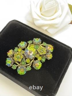 Vintage Watermelon Margarita Rivoli Rhinestone Flower Brooch Pin