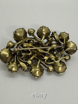 Vintage Watermelon Margarita Rivoli Rhinestone Flower Brooch Pin