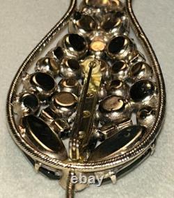 Vintage Weiss 4 Green & Blue Rhinestone Tulip Flower Brooch MCM 1950s 25g