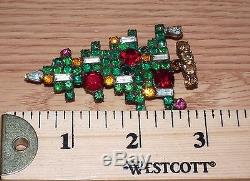 Vintage Weiss 6 Candle Christmas Tree MultiColor Rhinestones 2 3/4 Pin / Brooch