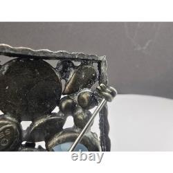 Vintage Weiss Brooch Blue Rhinestone AB Square Statement Pin 1.75in Vintage Weiss Brooch Blue Rhinestone AB Square Statement Pin 1.75in