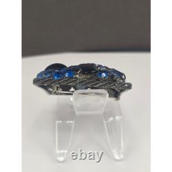 Vintage Weiss Brooch Blue Rhinestone AB Square Statement Pin 1.75in Vintage Weiss Brooch Blue Rhinestone AB Square Statement Pin 1.75in