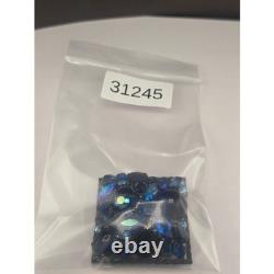 Vintage Weiss Brooch Blue Rhinestone AB Square Statement Pin 1.75in