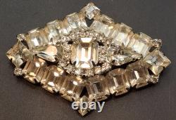 Vintage Weiss Clear Rhinestone Brooch Pin Emerald Cut Marquise Costume Jewelry