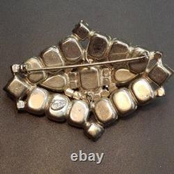 Vintage Weiss Clear Rhinestone Brooch Pin Emerald Cut Marquise Costume Jewelry